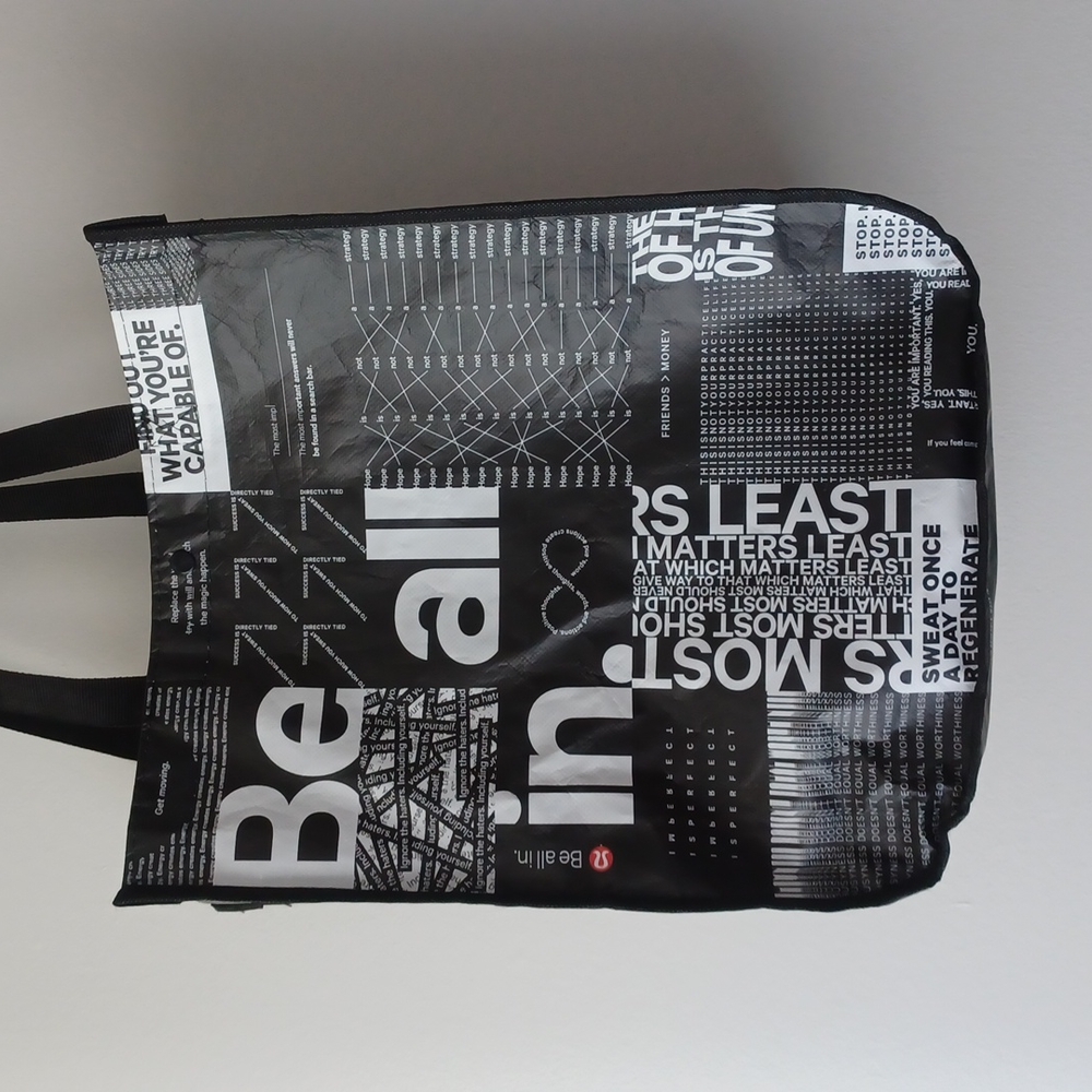 Lululemon Black and White 'Be all in' Reusable Tote bag Large